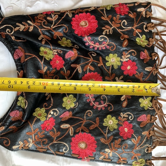 Sandra Leal Embroidered Leather Fringe Bag - Picture 10 of 13